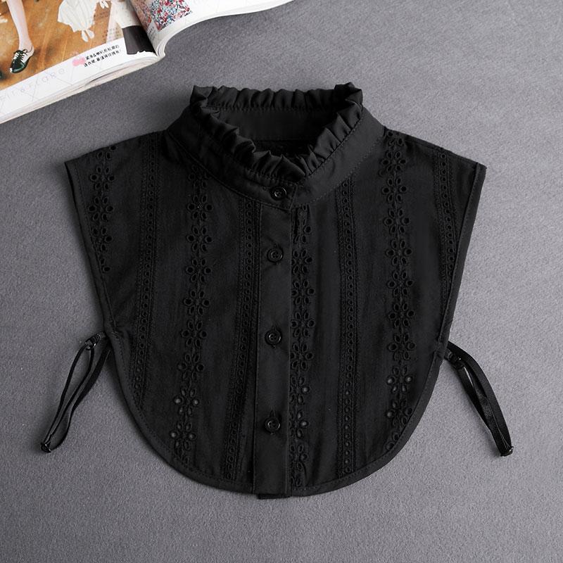 Front Tie White Fake Collar Stand Beads Detachable Collar Fake Women Vintage Crystal Lace Ladies False Blouse Collar Half Shirt