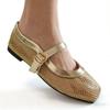 Gold Mesh Hollow Out Shoes Women Mary Jane Flats Lightweight Spring Summer Dress Party Shoes Elegant Office Lady Plus Size 43