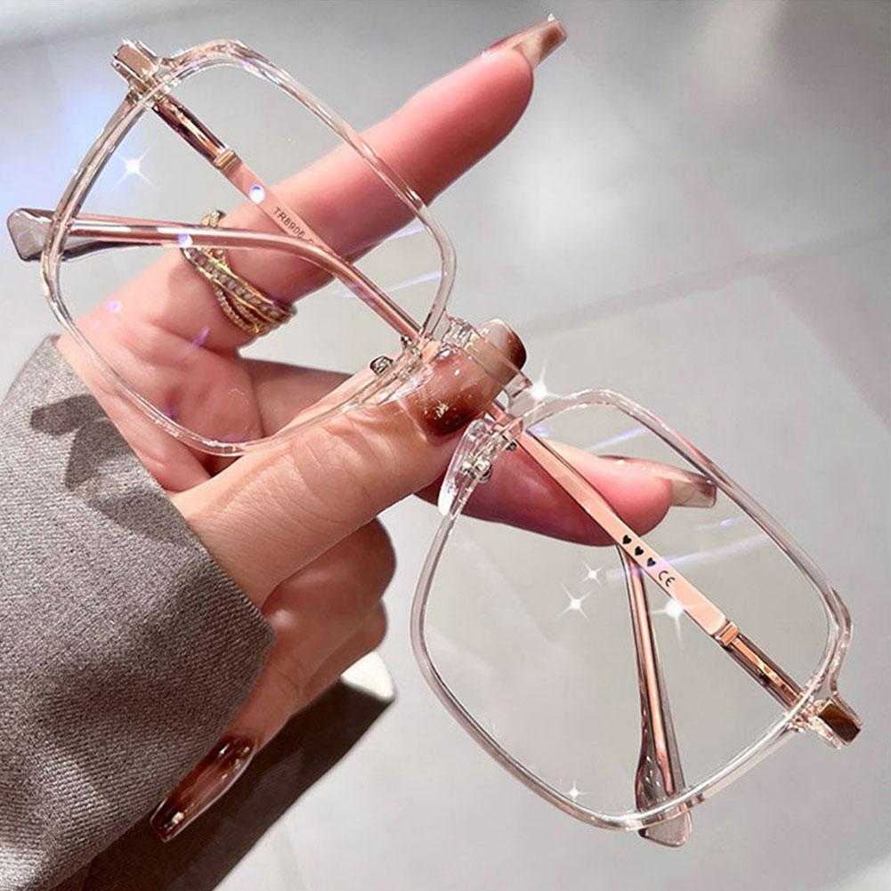 Modische Blaulichtfilter-Brille mit quadratischem Rahmen, leicht, bequem, transparent für Damen