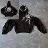 2026 American Retro Hip Hop Skull Print Hoodie Loose Fit Zip Up Jacket Youth