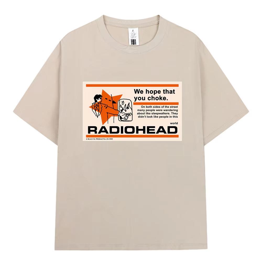 Radiohead We Hope That You Choke Rock Band T Shirts Men's Clothing Hip Hop Gothic Retro Casual Oversized T-shirts Streetwear