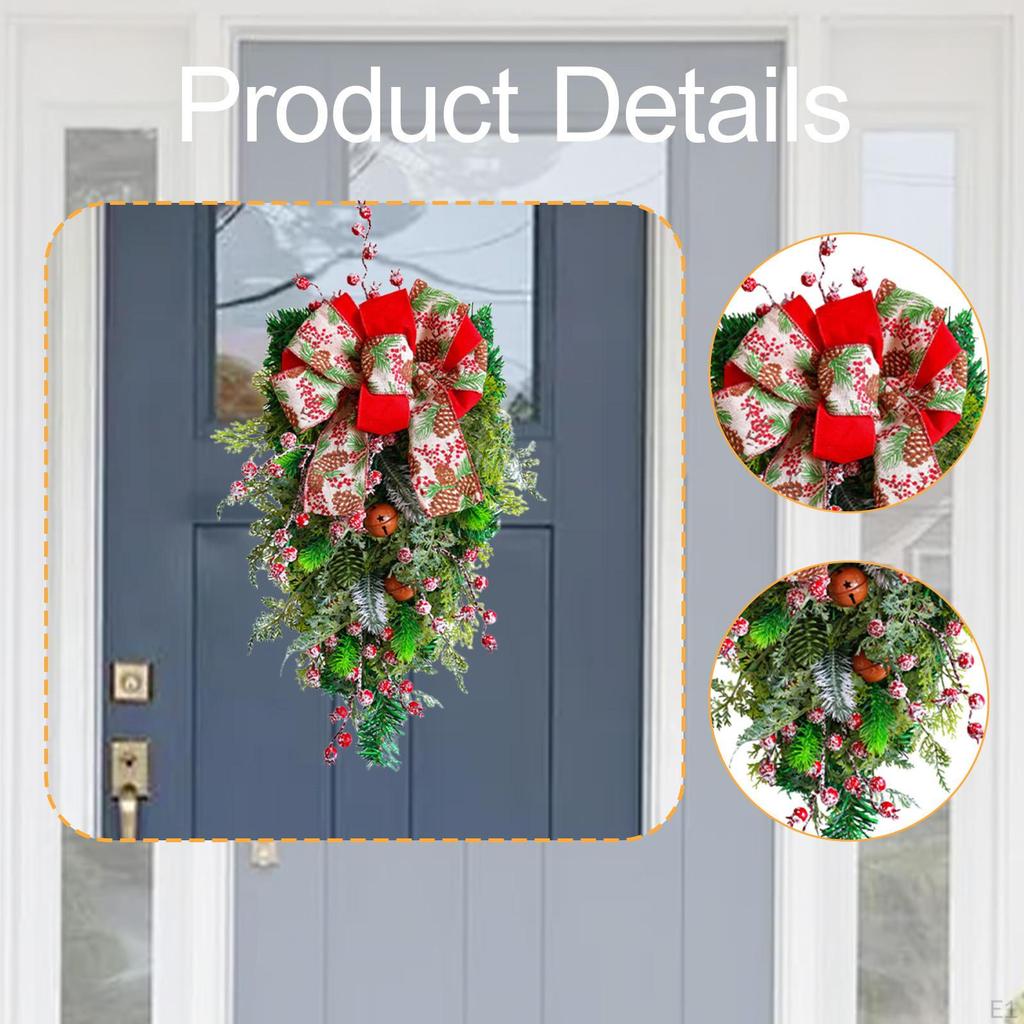 Front Door Wreath Christmas Teardrop Swag Xmas Garland Artificial for Holiday