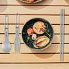 TOMSHOO Titanium Flatware Knife Fork Spoon Set Lightweight Ti Camping Utility Cutlery Set with Carrying Bag for Traveling Picnic