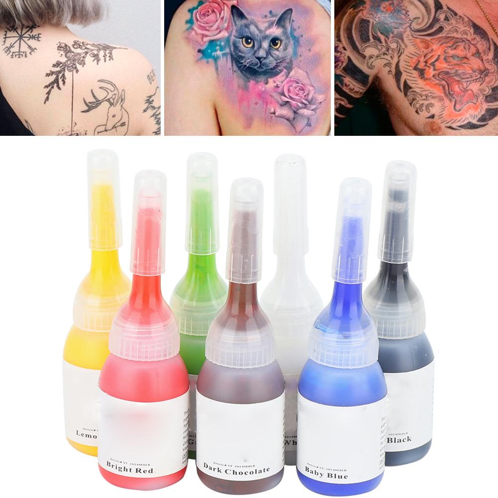 Professional Portable Body Tattoo Ink Long Lasting Fast Coloring Tattoo Pigment 5ml x 7pcs