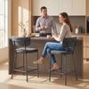 Bar Stools in a Set of 2, Upholstered Bar Chairs with Curved Backrest, for Kitchen Island, Breakfast Area, Grey