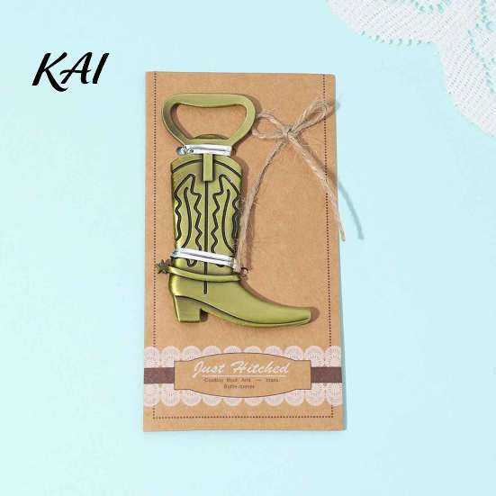 Country Style Wedding Favors Cowboy Boot Bottle Opener, Durable Zinc Alloy Western Theme Openers with Creative Souvenirs Thank You Card, Unique Party