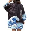 TOUFEIYUAN Japanese-style Happi Kimono Hanten Half Coat Festival Costume Sun Protection Long Sleeve Fox Sakura Grand Ceremony Mikoshi Event Mens Shawl