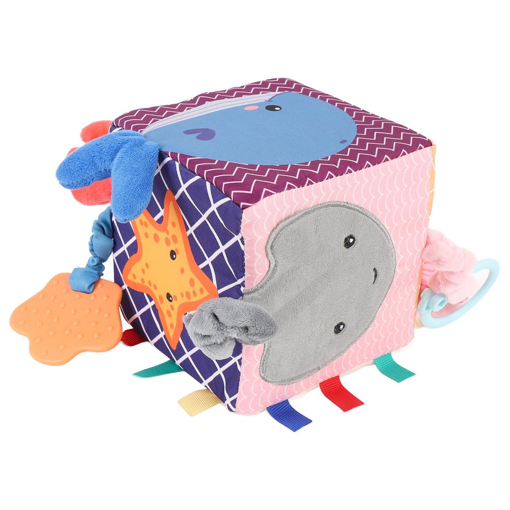 Baby Soft Cube Soothing Hand Rattle Ball Soft Rich Colors Baby Cloth Activity Toy for Crib