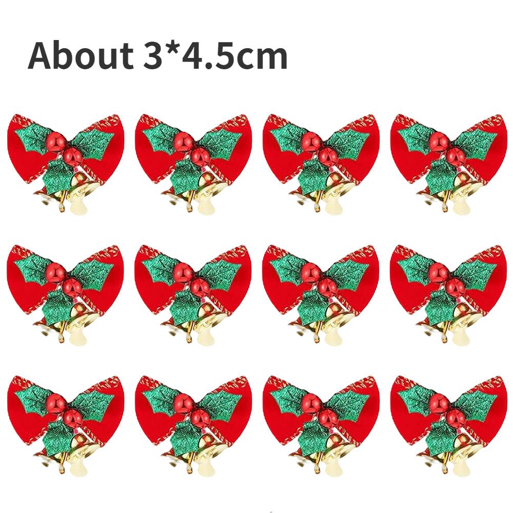 5/1Pcs Christmas Bows with Bells Mini Christmas Bowknot DIY Craft Gift Ornaments Xmas Tree Hanging Decor New Year Home Decor