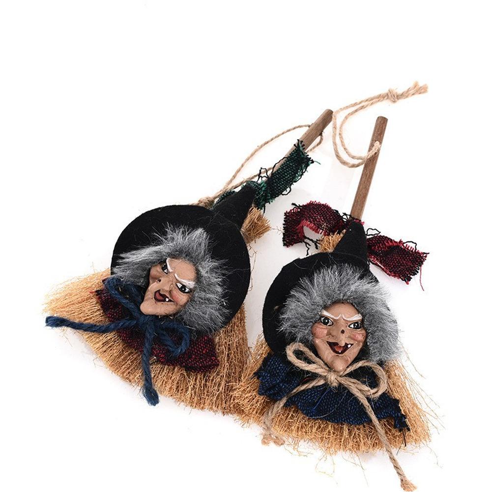 Halloween Broom Witch Decoration Creepy Day Festival Decoration For Bar Haunted House Party Desktop Witch Ornament Home Decor Supplies