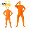 Reading Day Costume Face Open Halloween Costume, Unisex Full Body Orange Bodysuit with Beard Fun Family Eyebrows for Men Women, Adult Stretchy Cosplay
