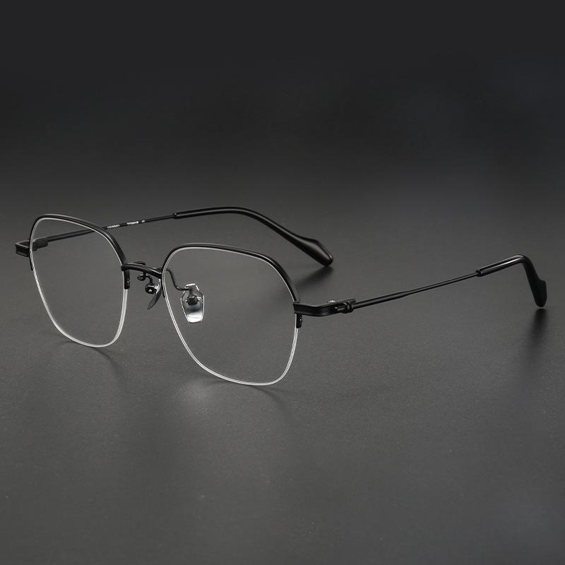 Pure Titanium Women s Half-Frame Glasses with Blue Light Blocking and Prescription Options