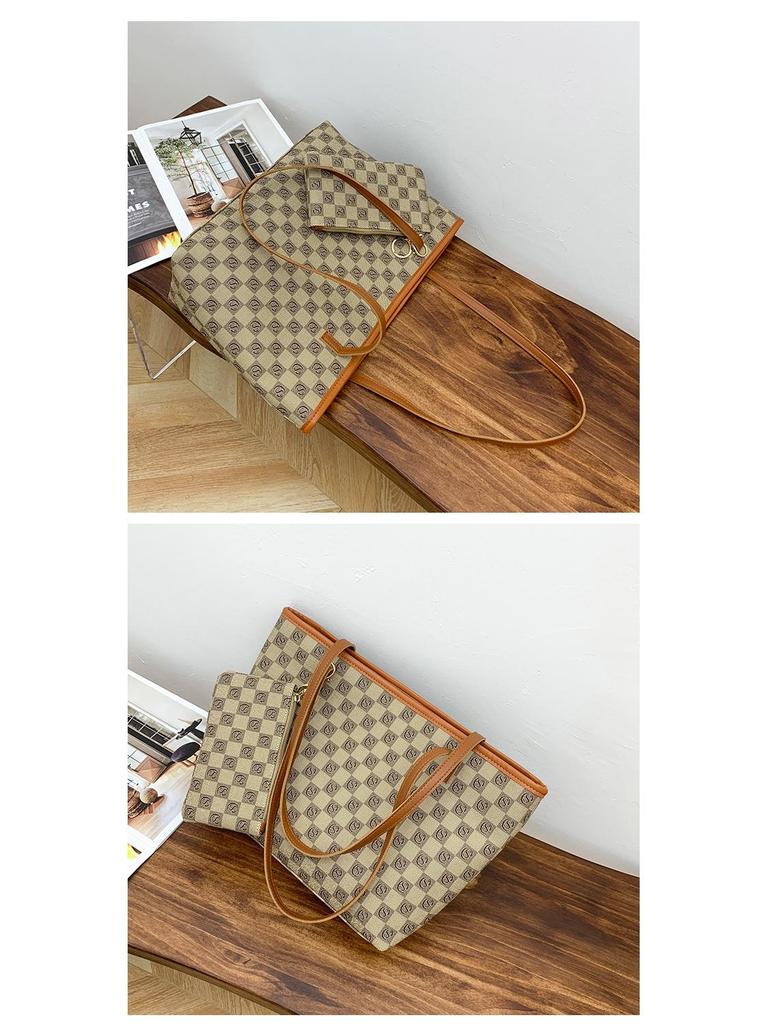 2024 Retro Plaid Women's Two-Piece Large Capacity Handbag Set