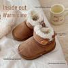 Kids' Fur-Lined Winter Cotton Boots, Korean Style, Button Short, Velvet & Thickened, Warm Snow Boots for Boys & Girls
