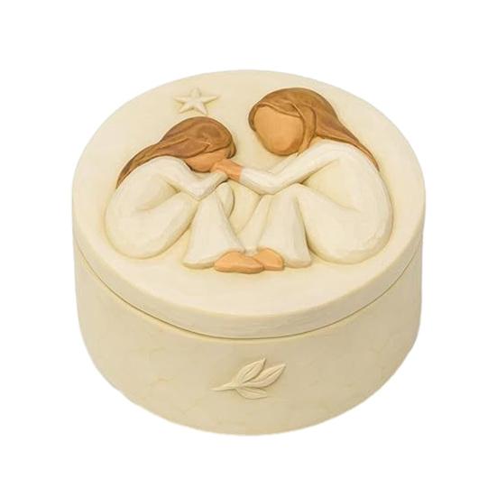 Yousheng Forever Friends Resin Keepsake Box Hand-Painted Friendship Gift Box Mother Daughter Jewelry Storage Box Women Friends Gift