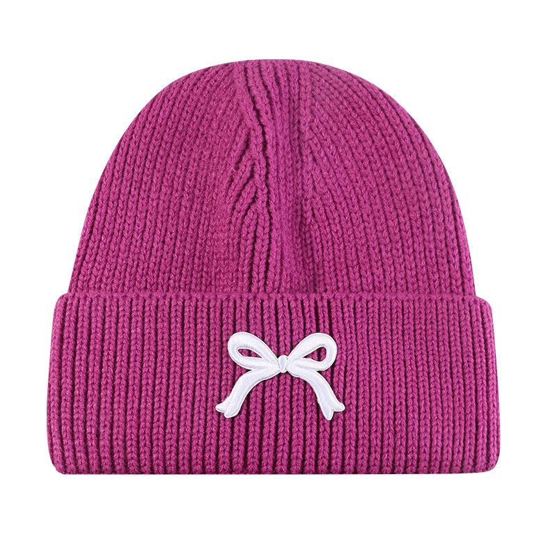 Autumn and Winter Hats  Women's Bow Knitted Hats  Korean Style  Versatile and Face Enhancing Small Woolen Hats  Outdoor Warm Pullover Cold Hat Trend