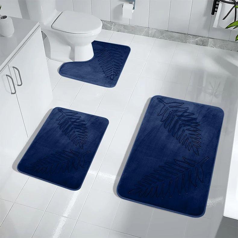 Non Slip Bath Mat Soft Black Memory Foam Bath Mat Water Absorbent Washable Rugs for for Bathroom Bedroom Bath Mat Dark Dlue