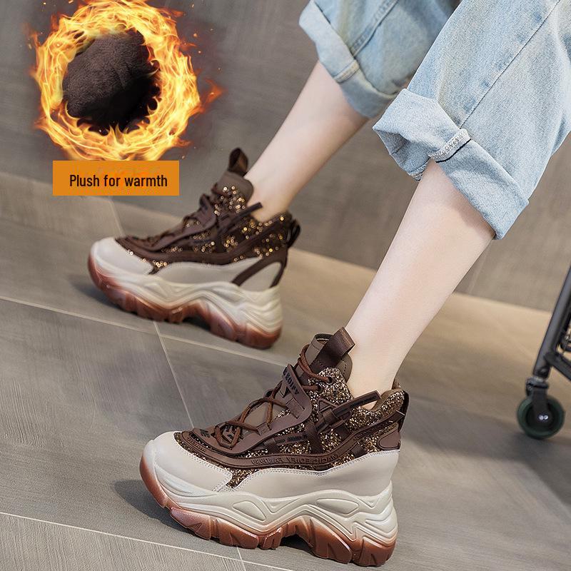 Women's 2024 Autumn Height-Enhancing Sequin Dad Shoes: Stylish and Versatile Casual Thick-Soled Footwear
