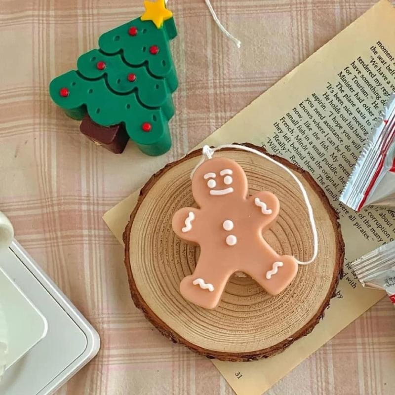 Sapin de Noël Bonhomme en pain d'épices Plâtre d'aromathérapie Bougie Pierre Diffuseur Moule en silicone Moule pour la cuisson Décoration de gâteau au chocolat