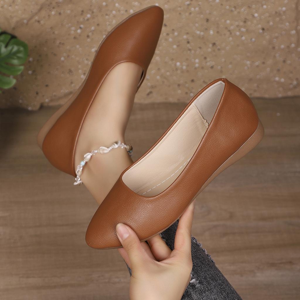 Scarpe Basse da Donna Semplici Casual Punta Appuntita Scarpe Piatte Estive Suola in Gomma Sneakers da Donna Morbida Pelle Traspirante Slip-On Mocassini