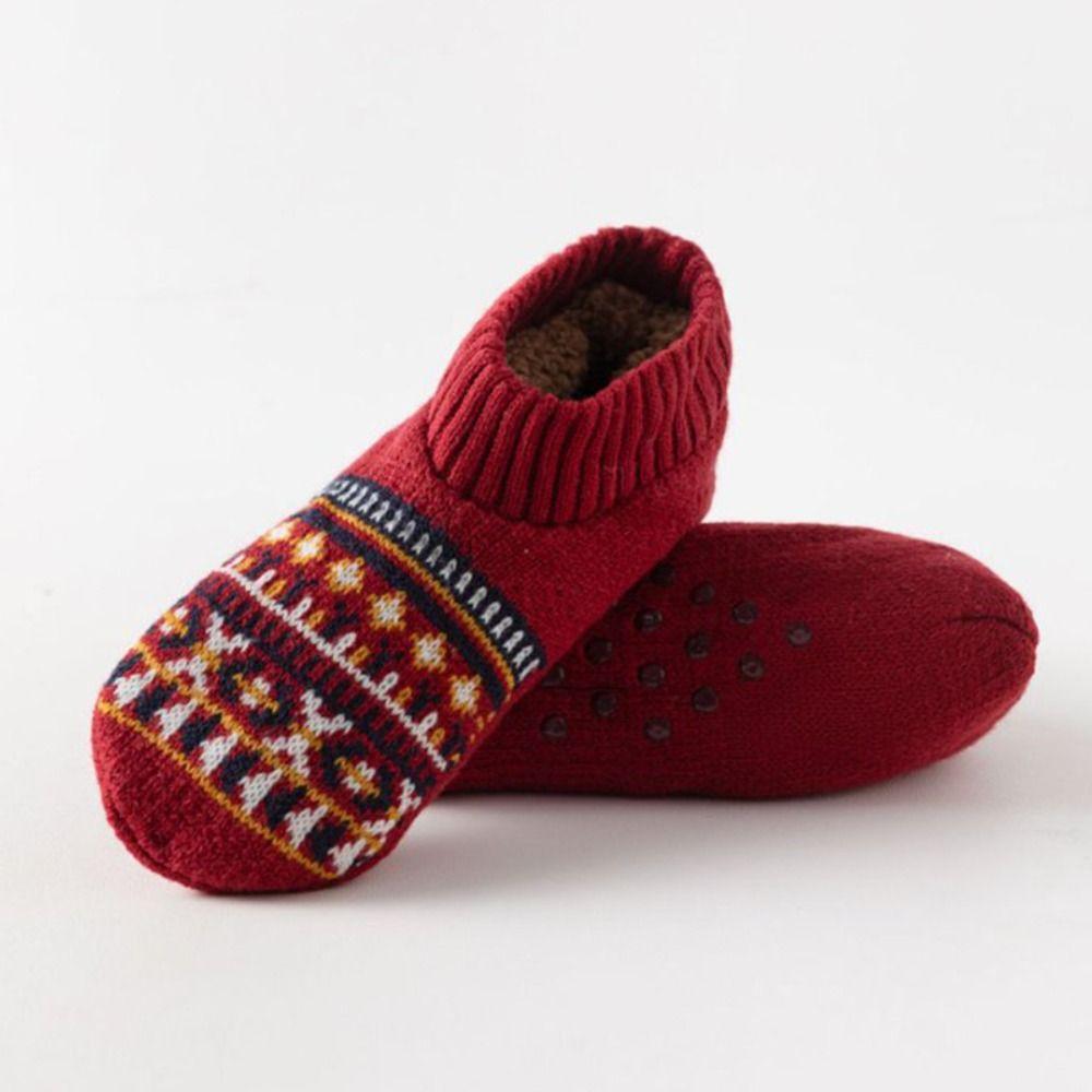 Plush Unisex Sleeping Socks Stripe Thicken Warm Socks Simple Winter Floor Ankle Shoes  Unisex