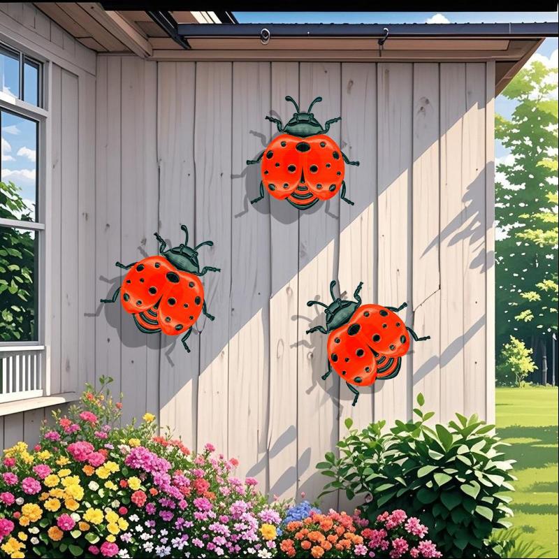 1/3Pcs Iron Bees Ladybugs Butterflies Wall Decor Colorful Garden Decoration Outdoor Indoor Metal Craft Vibrant Home Furnishings