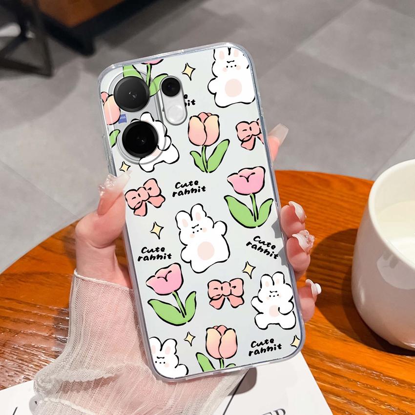 Casing For Vivo V60 V40 Lite V30e Y38 Y39 Y78 X200 Ulta X200s Case Cute Rabbit Panda Dog Back Covers TPU Silicone Soft Clear Phone Bags For Vivo Shell