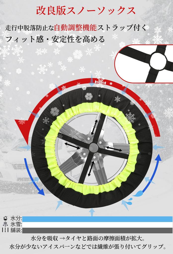 TIPGOUP Snow Fabric Tire with Adjustable Straps To Prevent for Light Tire Easy Instructions Emergency Snow Protection for Snowy and Icy Compliant with