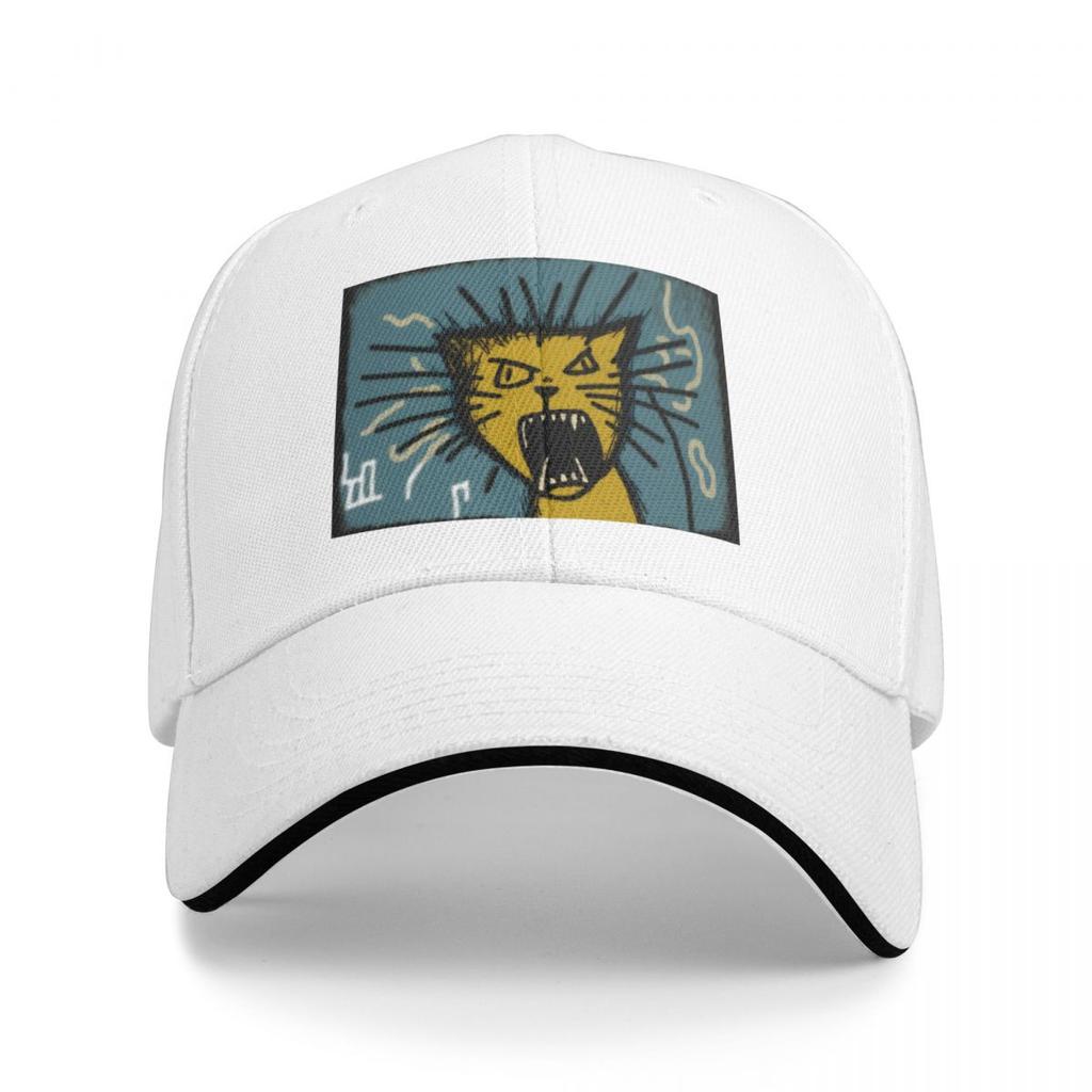 Wack crazy cat hissing yellow blue Baseball Cap dad hat Kids Hat Mens Caps Womens