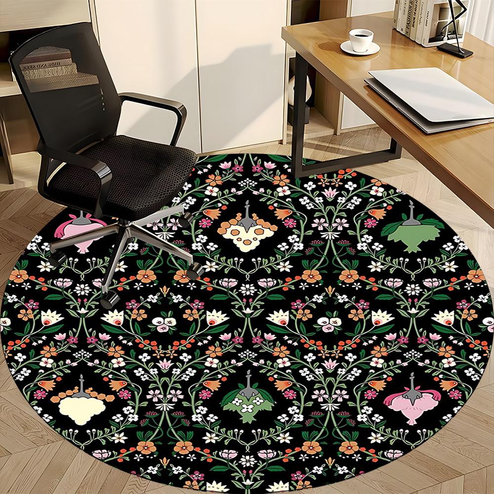 1pc Floral Mandala Office Round Rug, Non-slip, Soft and Durable Office Rug for Interior Decoration, Perfect for Office, Beautiful Decoration yy2603230