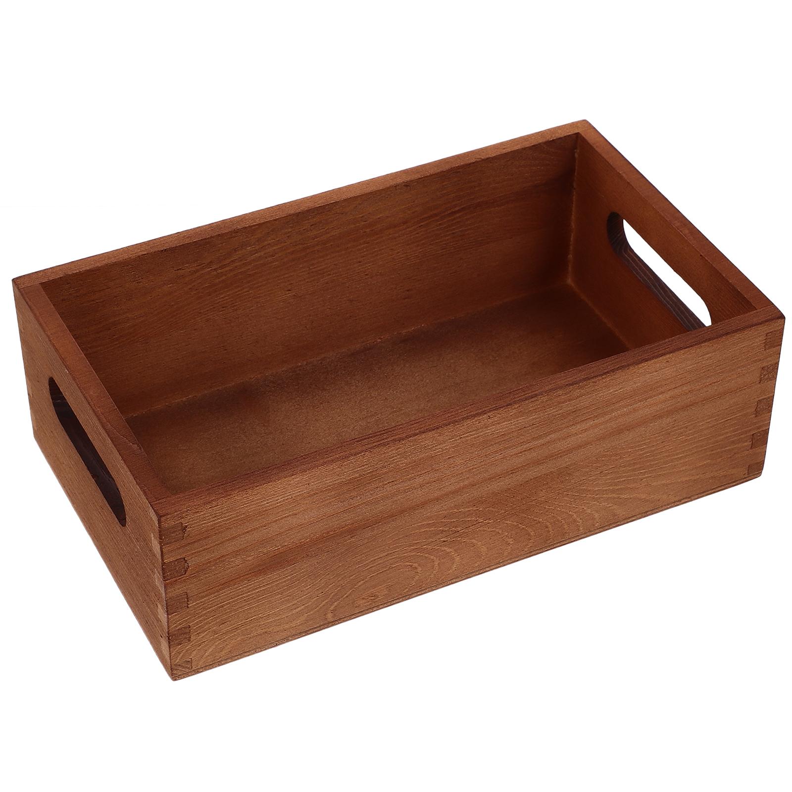 

1Pc Wood Storage Crates Handle Small Dyed Box ganization Bins Room Container Natural Crate Boxes Office ganizer Solutions 25.00X15.00X8.00CM кофейный
