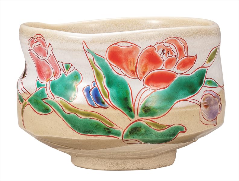 Kutani ware Iwataya Matcha bowl, Tulip, K9-875
