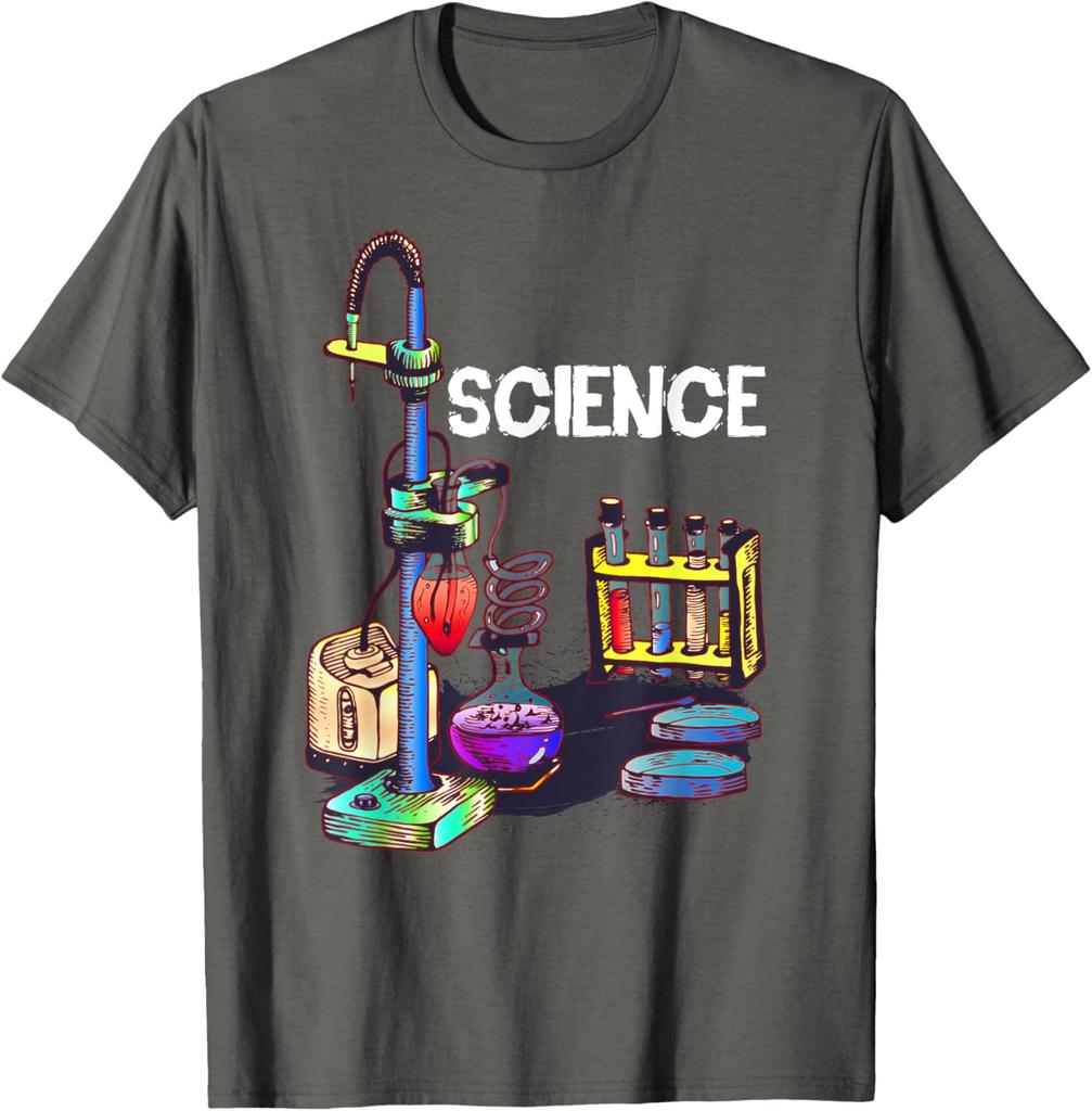 Science Laboratory Chemistry Glassware Graphic TShirt Casual Cotton Short Sleeve Tee for Science Lovers