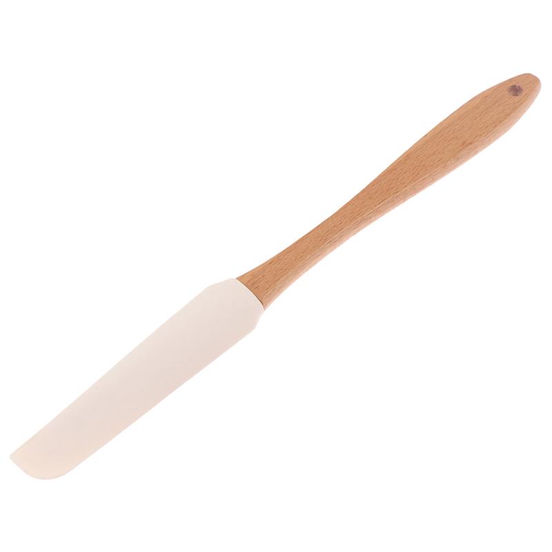 1Pc Schaber langlebig Holz Griff Utensil Spachtel Creme Butter abnehmbare Silikon