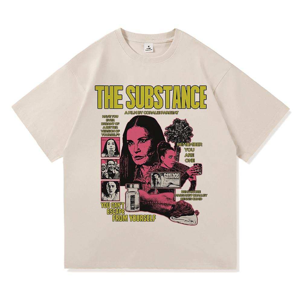 The Substance Movie 2024 T Shirts Men Harajuku Monstro Elisasue Tshirt Unisex High Quality Horror Style Vintage Cotton Tee Shirt