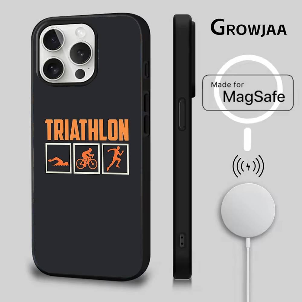 Triathlon Schwimmen Radfahren Laufen Handyhülle Für iPhone 17,16,15,14,13,12,11,Pro,Max,Plus,Mini,SE4,E Magnetisch Magsafe Kabelloses Laden iPhone17PRO