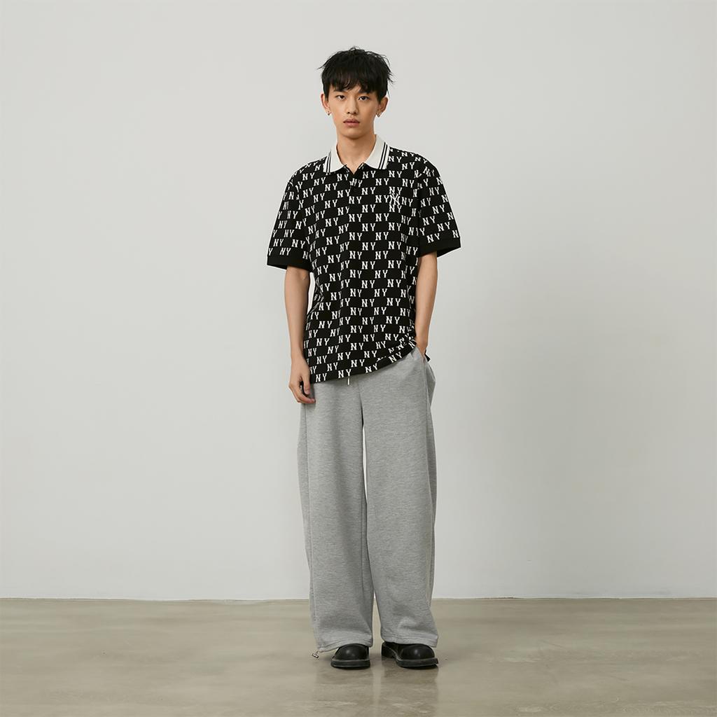 New MLB MONOGRAM Collection New York Yankees SS24 Polo Shirt Unisex Black 3APQM0443-50BKS