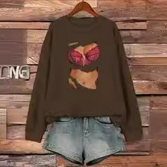 

2024 Women s European & American Print Round Neck Sweater L розовый