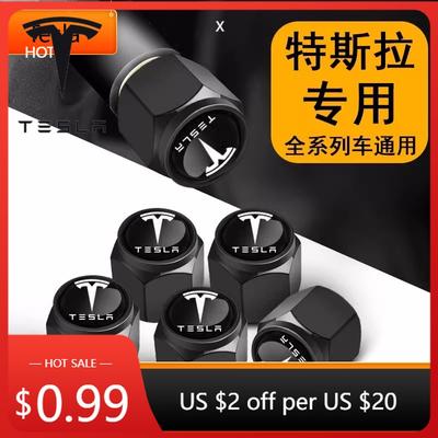 Car Sticker Tesla 5PCS Car Tire Valve Cover Aluminium Alloy Tire Wheel Stem Air Valve Cap For Tesla Model 3 Y S X 2021 Roadster