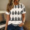 Women's Casual Pullover T-Shirt Short Sleeve Crew Neck Geometric Print Top Lightweight Comfortable Fit for Everyday Wear