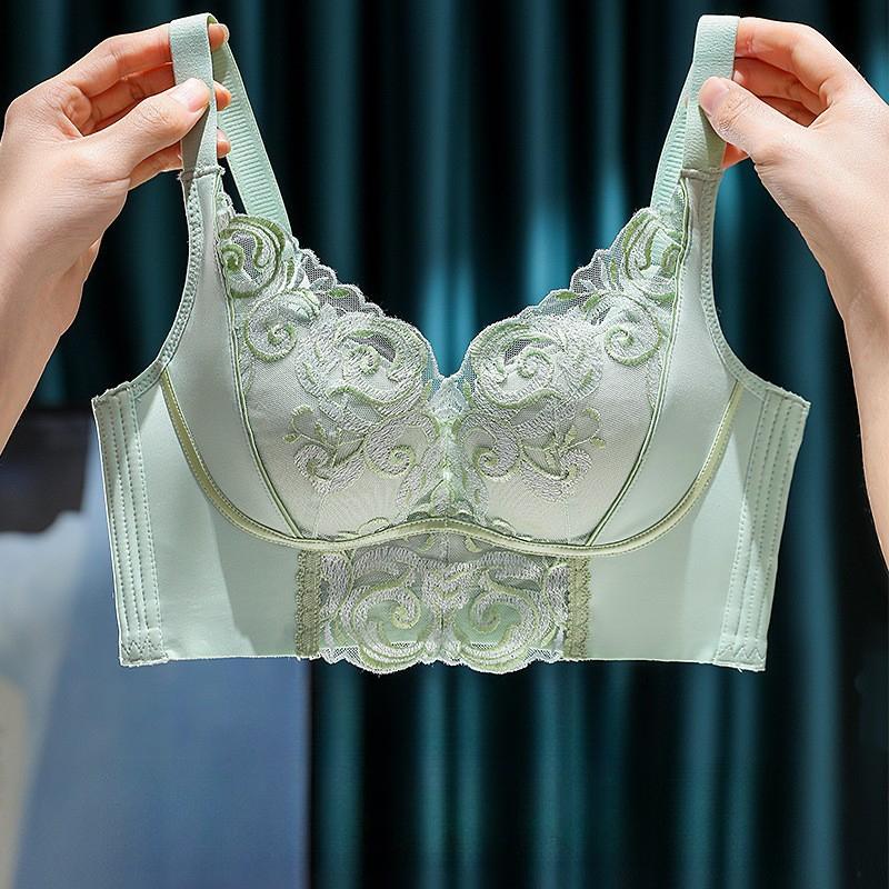 Underwear Women's Mesh Embroidered Lace Bra Adjusted Non Steel Hoop Converge Anti Sagging Bra for Women