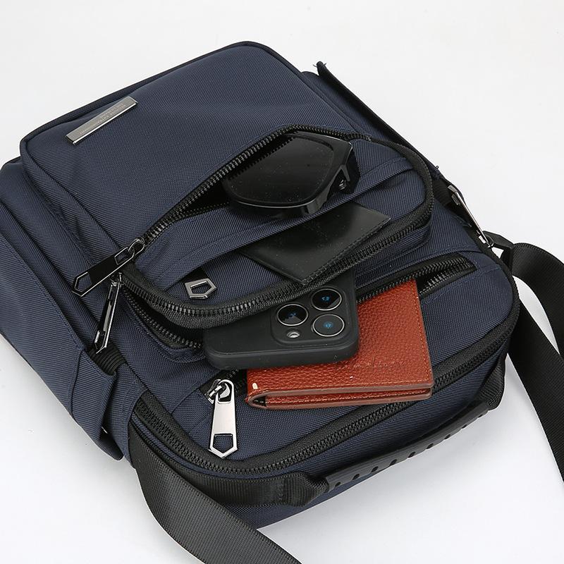 Men Multi-layer Shoulder Bag Fashionable Casual Lightweight Nylon Crossbody Bag for Daily Outing Commuting Small Handbag