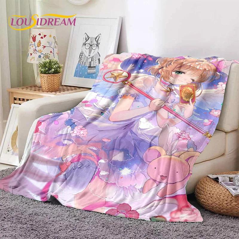 Cartoon Cute Sakura Card Captor Girl Soft Blankets,Keep Warm Throw Blanket Comfortable Blanket for Picnic Beds Sofa Home Bedroom