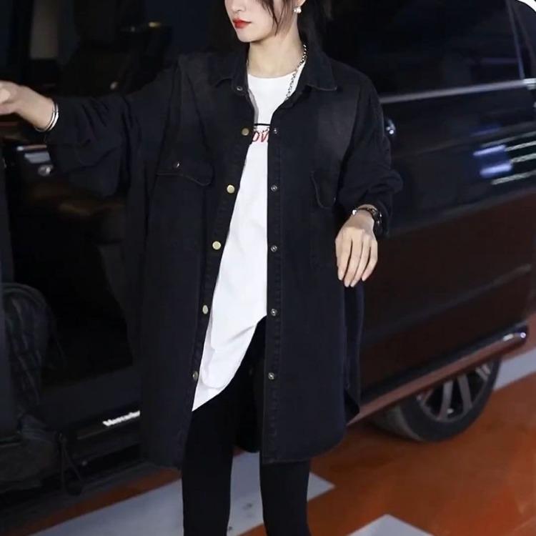 Casual Loose Fit Denim Shirt for Women In Lazy Style Autumn Outfits