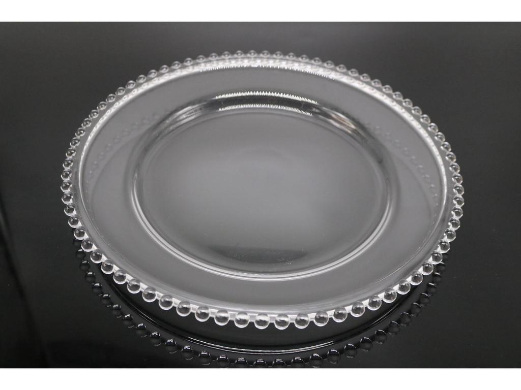 Nordic Style Golden Beaded Glass Fruit Plate - Round and Elegant for Banquets