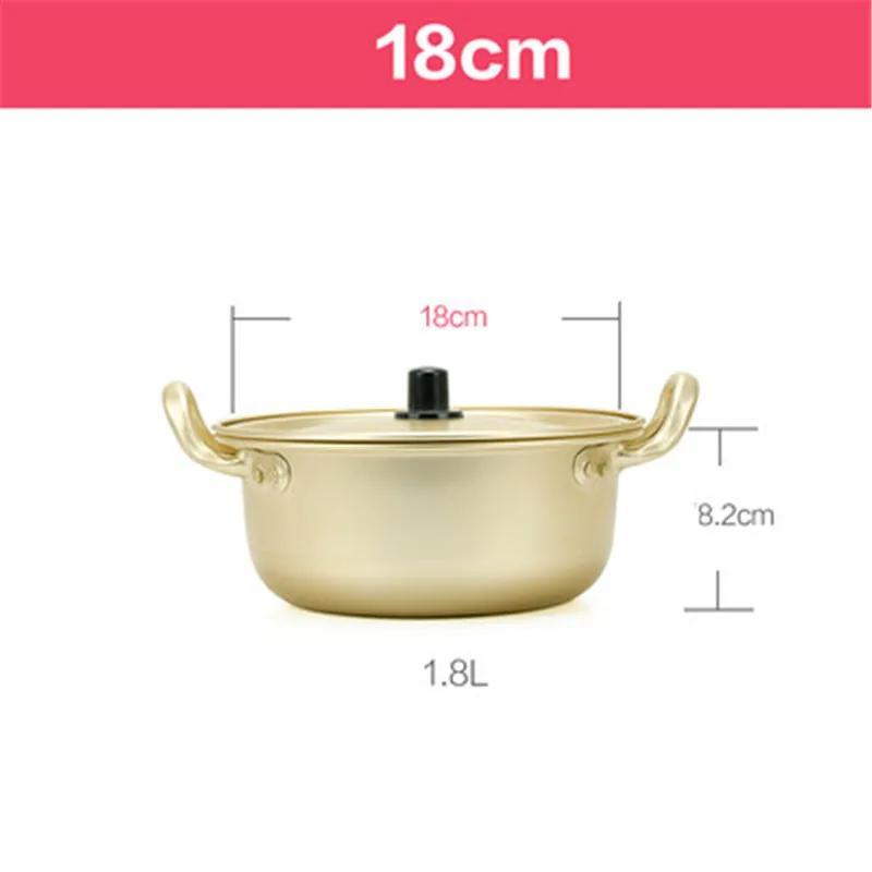Ramen in stile coreano, noodles, pentola d'oro, zuppa in alluminio, pentola calda, rivestimento ossidato, noodles, zuppa di uova, cottura, utensili da cucina dorati