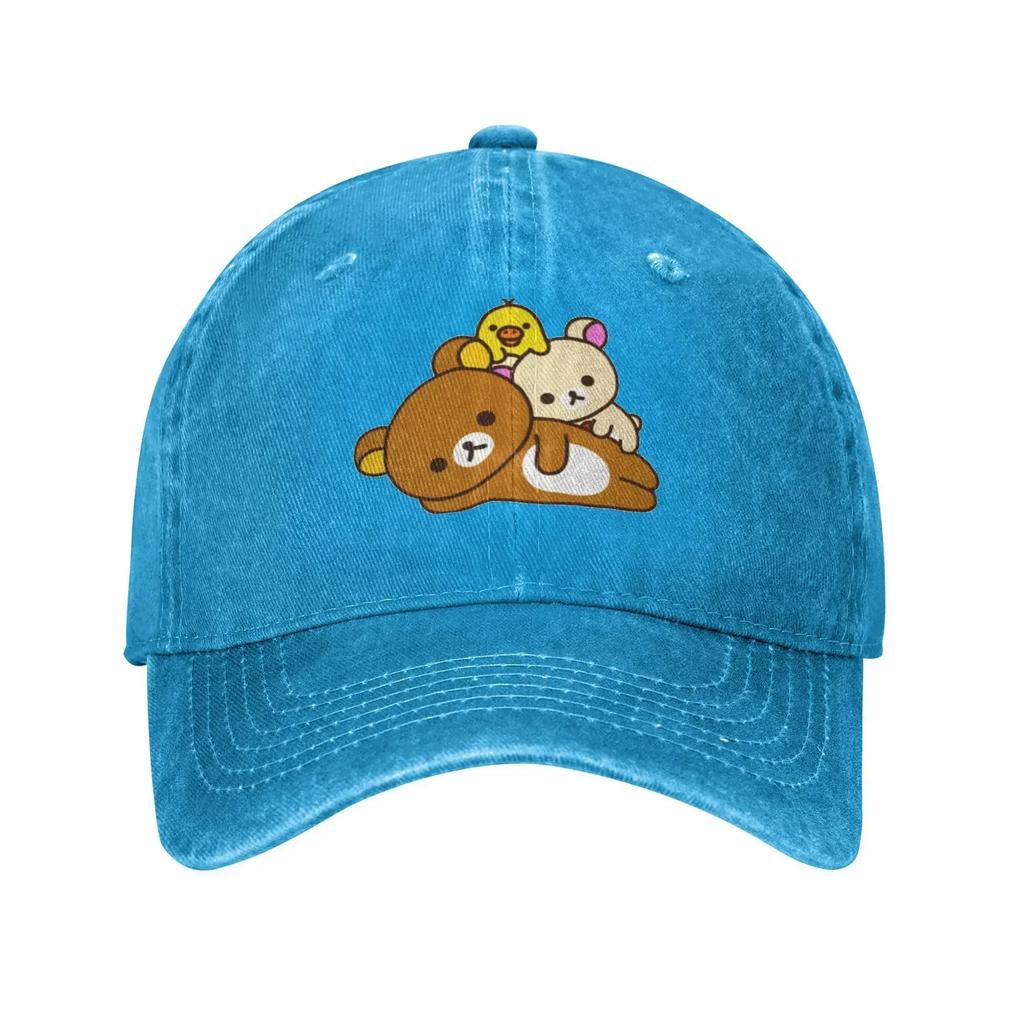 Washed Baseball Cap Rilakkuma Summer Trucker Hat For Women Unisex friends Design Print Outdoor Sport Sun Snapback Cap