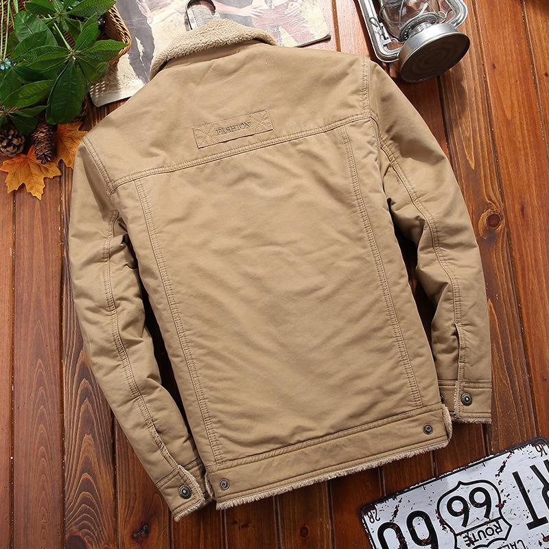 Men Winter Warm Jacket Fleece Thick Fashion Casual Windproof Coat Men Spring Autumn Outwear Outdoor Fur Collar Jacket Men