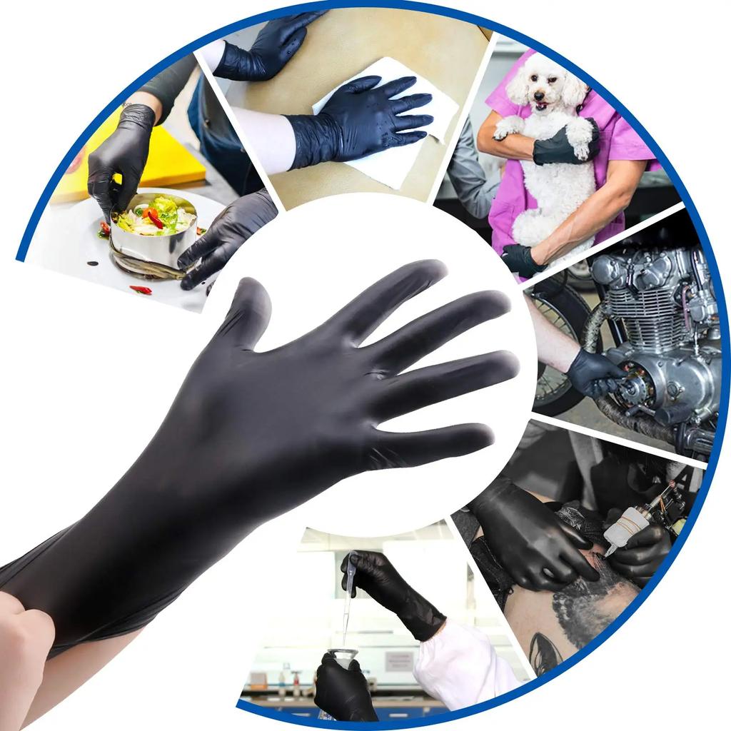 100 Pack Disposable Black Nitrile Gloves For Household Cleaning Work Safety Tools  Gardening Gloves  Kitchen Cooking Tatto
