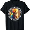 Jesus And Kittens Make Me Happy Religious Cat Faith In Cats T-Shirt